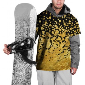Накидка на куртку 3D с принтом Золотой в Белгороде, 100% полиэстер |  | блеск | блестки | желтый | круги | перетекание | россыпь | черный