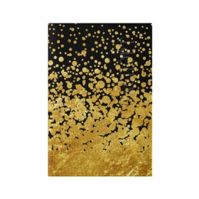 Обложка для паспорта матовая кожа с принтом Золотой в Белгороде, натуральная матовая кожа | размер 19,3 х 13,7 см; прозрачные пластиковые крепления | блеск | блестки | желтый | круги | перетекание | россыпь | черный