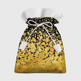 Подарочный 3D мешок с принтом Золотой в Белгороде, 100% полиэстер | Размер: 29*39 см | Тематика изображения на принте: блеск | блестки | желтый | круги | перетекание | россыпь | черный