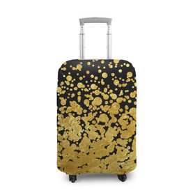 Чехол для чемодана 3D с принтом Золотой в Белгороде, 86% полиэфир, 14% спандекс | двустороннее нанесение принта, прорези для ручек и колес | блеск | блестки | желтый | круги | перетекание | россыпь | черный