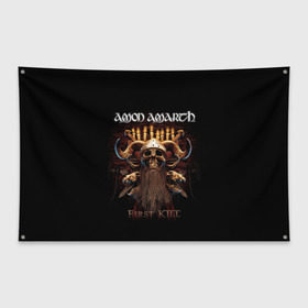 Флаг-баннер с принтом AMON AMARTH в Белгороде, 100% полиэстер | размер 67 х 109 см, плотность ткани — 95 г/м2; по краям флага есть четыре люверса для крепления | роковая гора