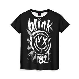 Женская футболка 3D с принтом Blink-182 в Белгороде, 100% полиэфир ( синтетическое хлопкоподобное полотно) | прямой крой, круглый вырез горловины, длина до линии бедер | blink | california | pop | punk | rock | группа | калифорния | панк | рок