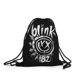 Рюкзак-мешок 3D с принтом Blink-182 в Белгороде, 100% полиэстер | плотность ткани — 200 г/м2, размер — 35 х 45 см; лямки — толстые шнурки, застежка на шнуровке, без карманов и подкладки | Тематика изображения на принте: blink | california | pop | punk | rock | группа | калифорния | панк | рок