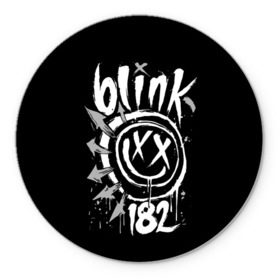 Коврик круглый с принтом Blink-182 в Белгороде, резина и полиэстер | круглая форма, изображение наносится на всю лицевую часть | Тематика изображения на принте: blink | california | pop | punk | rock | группа | калифорния | панк | рок