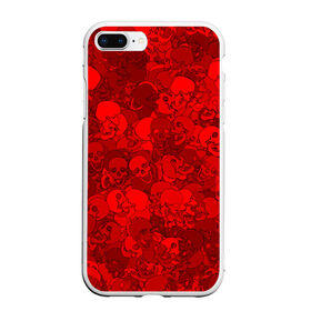 Чехол для iPhone 7Plus/8 Plus матовый с принтом Красные черепа в Белгороде, Силикон | Область печати: задняя сторона чехла, без боковых панелей | камуфляж | кости | красный | милитари | паттерн | скелет | текстура | хеллоуин