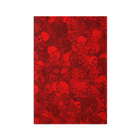 Обложка для паспорта матовая кожа с принтом Красные черепа в Белгороде, натуральная матовая кожа | размер 19,3 х 13,7 см; прозрачные пластиковые крепления | камуфляж | кости | красный | милитари | паттерн | скелет | текстура | хеллоуин