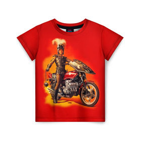 Детская футболка 3D с принтом Всадник в Белгороде, 100% гипоаллергенный полиэфир | прямой крой, круглый вырез горловины, длина до линии бедер, чуть спущенное плечо, ткань немного тянется | bike | harley | honda | kawasaki | moto | suzuki | yamaha | байкер | всадник | мотоцикл | рыцарь
