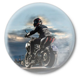 Значок с принтом Ducati в Белгороде,  металл | круглая форма, металлическая застежка в виде булавки | bike | ducati | harley | honda | moto | suzuki | yamaha | байк | мотоцикл | спорт
