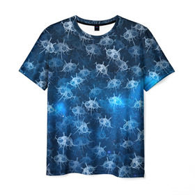 Мужская футболка 3D с принтом Летающие макаронные монстры в Белгороде, 100% полиэфир | прямой крой, круглый вырез горловины, длина до линии бедер | галактикаб паттерн | звезды | космос | лапша | лмм | мем | пастафарианство | спагетти | тефтели | фрикадельки
