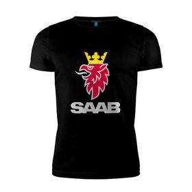 Мужская футболка премиум с принтом Saab в Белгороде, 92% хлопок, 8% лайкра | приталенный силуэт, круглый вырез ворота, длина до линии бедра, короткий рукав | saab | сааб