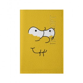 Обложка для паспорта матовая кожа с принтом Simpsons Lemon Face в Белгороде, натуральная матовая кожа | размер 19,3 х 13,7 см; прозрачные пластиковые крепления | Тематика изображения на принте: лимонное | лицо | симпсоны