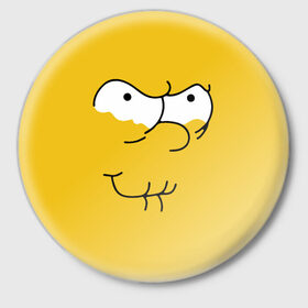 Значок с принтом Simpsons Lemon Face в Белгороде,  металл | круглая форма, металлическая застежка в виде булавки | лимонное | лицо | симпсоны