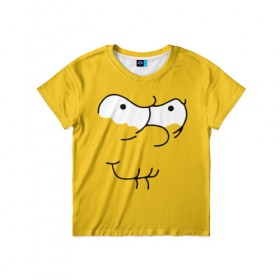 Детская футболка 3D с принтом Simpsons Lemon Face в Белгороде, 100% гипоаллергенный полиэфир | прямой крой, круглый вырез горловины, длина до линии бедер, чуть спущенное плечо, ткань немного тянется | Тематика изображения на принте: лимонное | лицо | симпсоны