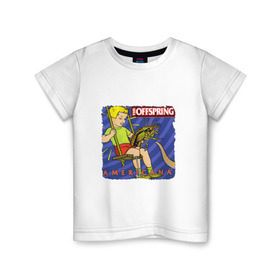 Детская футболка хлопок с принтом The Offspring - americana в Белгороде, 100% хлопок | круглый вырез горловины, полуприлегающий силуэт, длина до линии бедер | the offspring | качели | офспринг | оффспринг | рок | таракан | щупальце