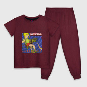 Детская пижама хлопок с принтом The Offspring - americana в Белгороде, 100% хлопок |  брюки и футболка прямого кроя, без карманов, на брюках мягкая резинка на поясе и по низу штанин
 | the offspring | качели | офспринг | оффспринг | рок | таракан | щупальце