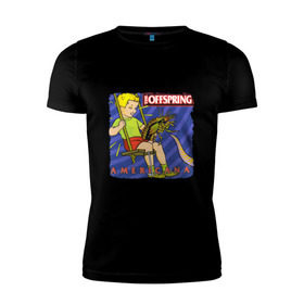 Мужская футболка премиум с принтом The Offspring - americana в Белгороде, 92% хлопок, 8% лайкра | приталенный силуэт, круглый вырез ворота, длина до линии бедра, короткий рукав | the offspring | качели | офспринг | оффспринг | рок | таракан | щупальце