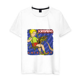 Мужская футболка хлопок с принтом The Offspring - americana в Белгороде, 100% хлопок | прямой крой, круглый вырез горловины, длина до линии бедер, слегка спущенное плечо. | the offspring | качели | офспринг | оффспринг | рок | таракан | щупальце