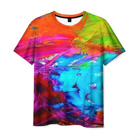 Мужская футболка 3D с принтом Tie-dye в Белгороде, 100% полиэфир | прямой крой, круглый вырез горловины, длина до линии бедер | abstraction | color | spray | tie dye | абстракция | акварель | живопись | искусство | краски | текстуры | цветные краски | яркие цвета