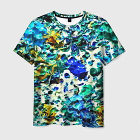 Мужская футболка 3D с принтом Акварельные капли в Белгороде, 100% полиэфир | прямой крой, круглый вырез горловины, длина до линии бедер | abstraction | color | spray | tie dye | абстракция | акварель | живопись | искусство | краски | текстуры | цветные краски | яркие цвета