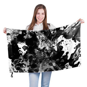 Флаг 3D с принтом Чёрная краска в Белгороде, 100% полиэстер | плотность ткани — 95 г/м2, размер — 67 х 109 см. Принт наносится с одной стороны | abstraction | color | spray | tie dye | абстракция | акварель | живопись | искусство | краски | текстуры | цветные краски | яркие цвета