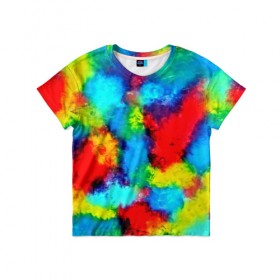 Детская футболка 3D с принтом Буйство акварели в Белгороде, 100% гипоаллергенный полиэфир | прямой крой, круглый вырез горловины, длина до линии бедер, чуть спущенное плечо, ткань немного тянется | abstraction | color | spray | tie dye | абстракция | акварель | живопись | искусство | краски | текстуры | цветные краски | яркие цвета