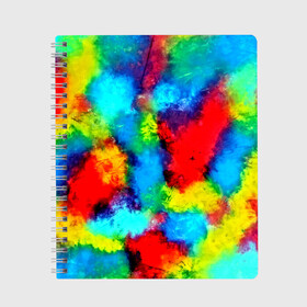 Тетрадь с принтом Буйство акварели в Белгороде, 100% бумага | 48 листов, плотность листов — 60 г/м2, плотность картонной обложки — 250 г/м2. Листы скреплены сбоку удобной пружинной спиралью. Уголки страниц и обложки скругленные. Цвет линий — светло-серый
 | abstraction | color | spray | tie dye | абстракция | акварель | живопись | искусство | краски | текстуры | цветные краски | яркие цвета