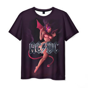 Мужская футболка 3D с принтом AC/DC в Белгороде, 100% полиэфир | прямой крой, круглый вырез горловины, длина до линии бедер | Тематика изображения на принте: ac dc | angus | hard | heavy | metal | rock. music | девушка | демон | дьявол | черт | чертик