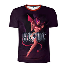 Мужская футболка 3D спортивная с принтом AC/DC в Белгороде, 100% полиэстер с улучшенными характеристиками | приталенный силуэт, круглая горловина, широкие плечи, сужается к линии бедра | Тематика изображения на принте: ac dc | angus | hard | heavy | metal | rock. music | девушка | демон | дьявол | черт | чертик