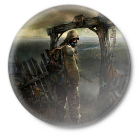 Значок с принтом Stalker в Белгороде,  металл | круглая форма, металлическая застежка в виде булавки | stalker | сталкер