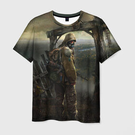 Мужская футболка 3D с принтом Stalker в Белгороде, 100% полиэфир | прямой крой, круглый вырез горловины, длина до линии бедер | Тематика изображения на принте: stalker | сталкер
