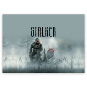 Поздравительная открытка с принтом Stalker в Белгороде, 100% бумага | плотность бумаги 280 г/м2, матовая, на обратной стороне линовка и место для марки
 | Тематика изображения на принте: stalker | сталкер