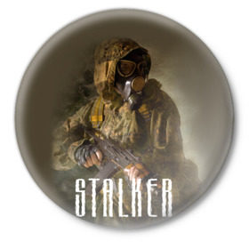 Значок с принтом Stalker в Белгороде,  металл | круглая форма, металлическая застежка в виде булавки | stalker | сталкер