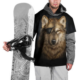 Накидка на куртку 3D с принтом Морской волк в Белгороде, 100% полиэстер |  | волк | глаз | животное | зверь | корабль | моряк | пират | собака | флот | хищник