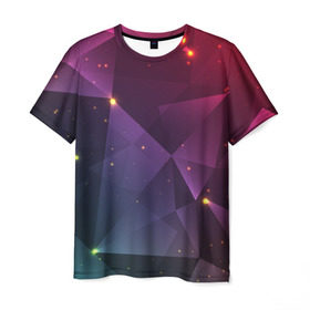 Мужская футболка 3D с принтом Colorful triangles в Белгороде, 100% полиэфир | прямой крой, круглый вырез горловины, длина до линии бедер | polygonal | абстракция | текстура