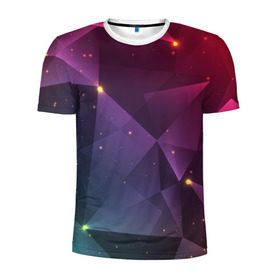 Мужская футболка 3D спортивная с принтом Colorful triangles в Белгороде, 100% полиэстер с улучшенными характеристиками | приталенный силуэт, круглая горловина, широкие плечи, сужается к линии бедра | polygonal | абстракция | текстура