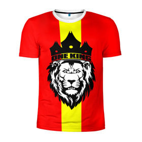 Мужская футболка 3D спортивная с принтом One King в Белгороде, 100% полиэстер с улучшенными характеристиками | приталенный силуэт, круглая горловина, широкие плечи, сужается к линии бедра | king | leo | зверь | король | кошка | лев | природа | хищник | царь