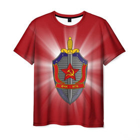 Мужская футболка 3D с принтом КГБ в Белгороде, 100% полиэфир | прямой крой, круглый вырез горловины, длина до линии бедер | Тематика изображения на принте: закон | кгб | охрана | россия | ссср | цру | шпион