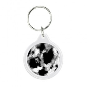 Брелок круглый с принтом Black and White color в Белгороде, пластик и полированная сталь | круглая форма, металлическое крепление в виде кольца | 