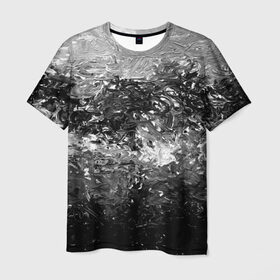 Мужская футболка 3D с принтом Чёрно белый цвет в Белгороде, 100% полиэфир | прямой крой, круглый вырез горловины, длина до линии бедер | abstraction | color | spray | tie dye | абстракция | акварель | живопись | искусство | краски | текстуры