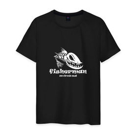 Мужская футболка хлопок с принтом Fisherman Pro Black в Белгороде, 100% хлопок | прямой крой, круглый вырез горловины, длина до линии бедер, слегка спущенное плечо. | 