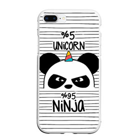 Чехол для iPhone 7Plus/8 Plus матовый с принтом 5% Единорог 95% Ниндзя в Белгороде, Силикон | Область печати: задняя сторона чехла, без боковых панелей | animals | ninja | panda | rainbow | stripes | единорог | животные | зверь | линии | ниндзя | панда | полосы | радуга | самурай