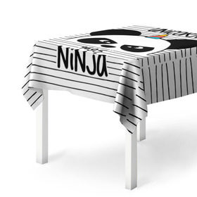 Скатерть 3D с принтом 5% Единорог 95% Ниндзя в Белгороде, 100% полиэстер (ткань не мнется и не растягивается) | Размер: 150*150 см | animals | ninja | panda | rainbow | stripes | единорог | животные | зверь | линии | ниндзя | панда | полосы | радуга | самурай
