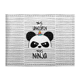 Обложка для студенческого билета с принтом 5% Единорог 95% Ниндзя в Белгороде, натуральная кожа | Размер: 11*8 см; Печать на всей внешней стороне | animals | ninja | panda | rainbow | stripes | единорог | животные | зверь | линии | ниндзя | панда | полосы | радуга | самурай