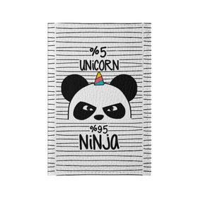 Обложка для паспорта матовая кожа с принтом 5% Единорог 95% Ниндзя в Белгороде, натуральная матовая кожа | размер 19,3 х 13,7 см; прозрачные пластиковые крепления | animals | ninja | panda | rainbow | stripes | единорог | животные | зверь | линии | ниндзя | панда | полосы | радуга | самурай