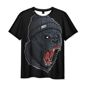 Мужская футболка 3D с принтом Горилла Бандит в Белгороде, 100% полиэфир | прямой крой, круглый вырез горловины, длина до линии бедер | swag | бандит | горилла | обезьяна