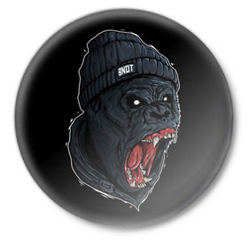 Значок с принтом Горилла Бандит в Белгороде,  металл | круглая форма, металлическая застежка в виде булавки | swag | бандит | горилла | обезьяна