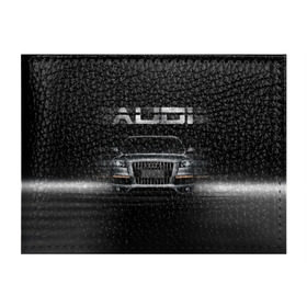 Обложка для студенческого билета с принтом Audi Q7 скорость в Белгороде, натуральная кожа | Размер: 11*8 см; Печать на всей внешней стороне | audi | авто | автомобиль | ауди | кольца | красивая | кроссовер | крутая | марка | машина | надпись | немецкая иномарка | прикольная | тачка | черная | эмблема