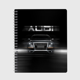 Тетрадь с принтом Audi Q7 скорость в Белгороде, 100% бумага | 48 листов, плотность листов — 60 г/м2, плотность картонной обложки — 250 г/м2. Листы скреплены сбоку удобной пружинной спиралью. Уголки страниц и обложки скругленные. Цвет линий — светло-серый
 | audi | авто | автомобиль | ауди | кольца | красивая | кроссовер | крутая | марка | машина | надпись | немецкая иномарка | прикольная | тачка | черная | эмблема