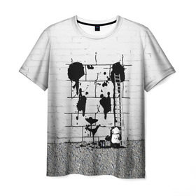 Мужская футболка 3D с принтом Панда вандал в Белгороде, 100% полиэфир | прямой крой, круглый вырез горловины, длина до линии бедер | бамбук | бамбуковый медведь | банка | животное | зубы | капли | когти | краска | красная книга | лапы | мишка | панда | подтеки | прикол | прикольный | рисует | следы | черный | япония