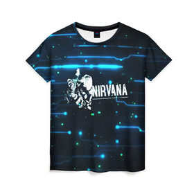 Женская футболка 3D с принтом Схема Nirvana (Курт Кобейн) в Белгороде, 100% полиэфир ( синтетическое хлопкоподобное полотно) | прямой крой, круглый вырез горловины, длина до линии бедер | kurt cobain | микросхема | нирвана | плата